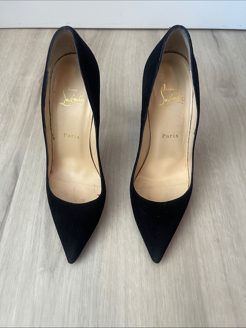 Christian Louboutin Black Suede Pointed Toe Stiletto Pumps